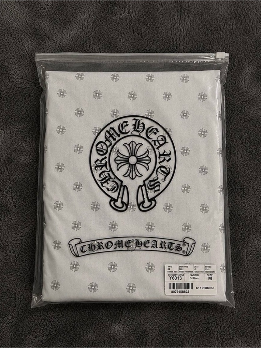 Chrome Hearts White Bedding Cover with Black Logo Motif
